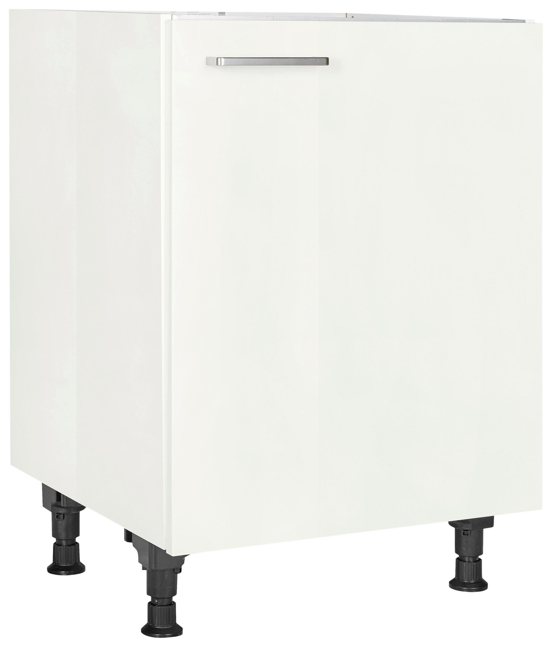 SPÜLENUNTERSCHRANK 60/87/56 cm  in Weiß Hochglanz  - Edelstahlfarben/Weiß Hochglanz, MODERN, Holzwerkstoff/Metall (60/87/56cm) - Nobilia