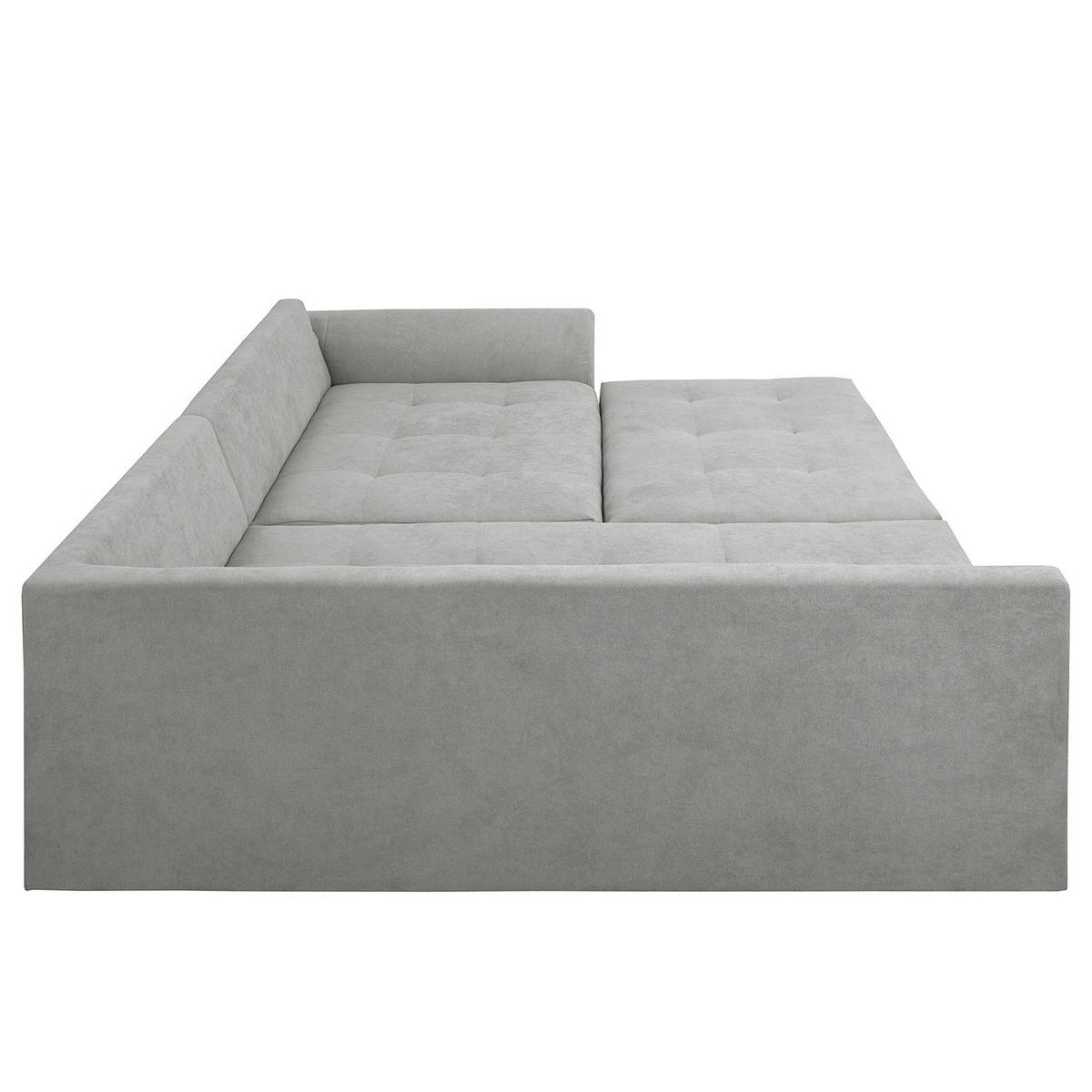 ECKSOFA inkl. Hocker Ariella Grau Mikrofaser Rückenkissen, Hocker  - Naturfarben/Grau, Design, Holz/Textil (161/231cm) - Livetastic