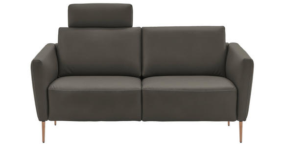 2-SITZER-SOFA  in Echtleder Dunkelgrau   - Eichefarben/Dunkelgrau, Natur, Leder/Holz (182/86/87cm) - Valnatura