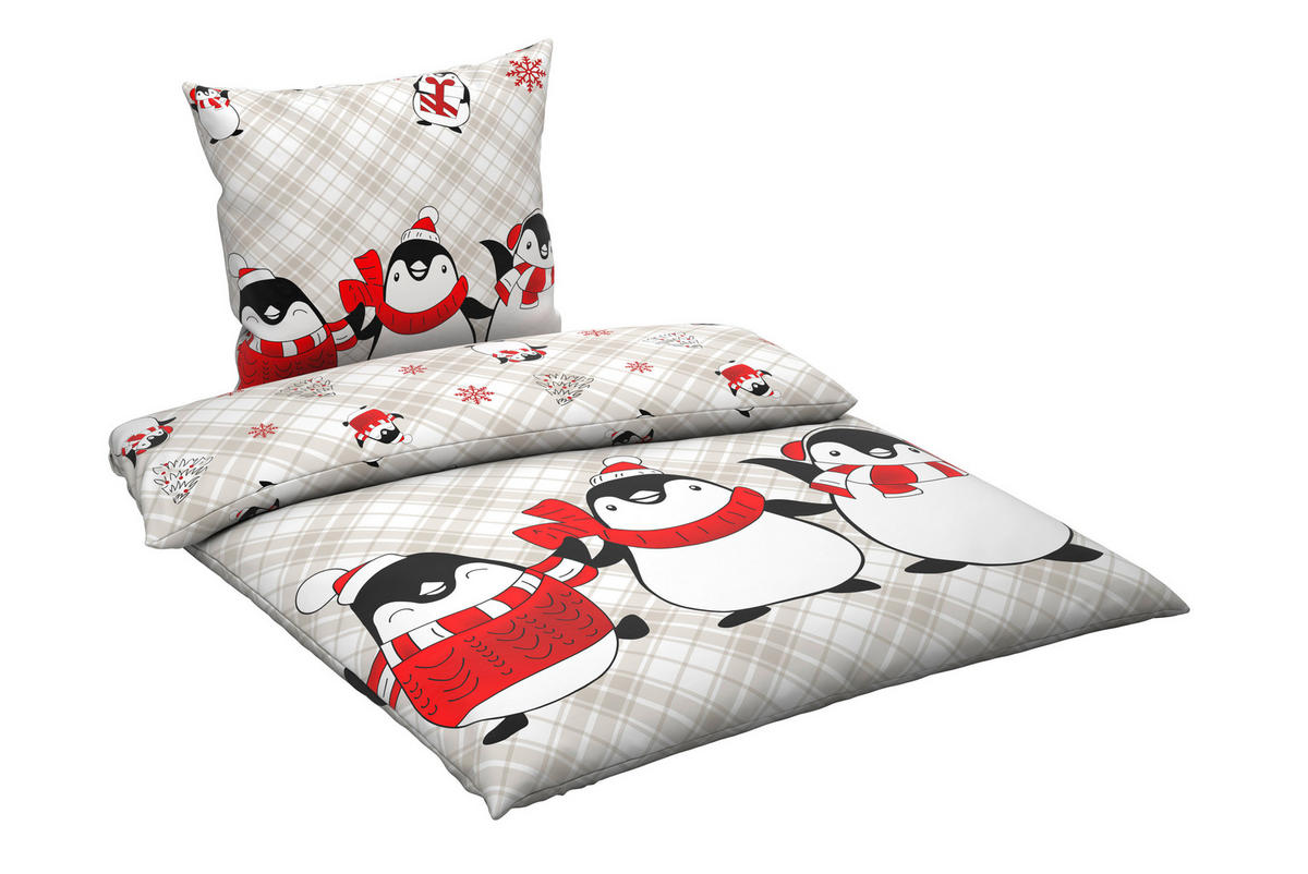 BETTWÄSCHE Flanell 135/200 cm  - Rot/Grau, Textil (135/200cm) - Esposa