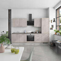 KÜCHENBLOCK Riva 300 cm  in Grau, Schieferfarben  - Schieferfarben/Edelstahlfarben, MODERN, Holzwerkstoff/Metall (300cm) - Nobilia