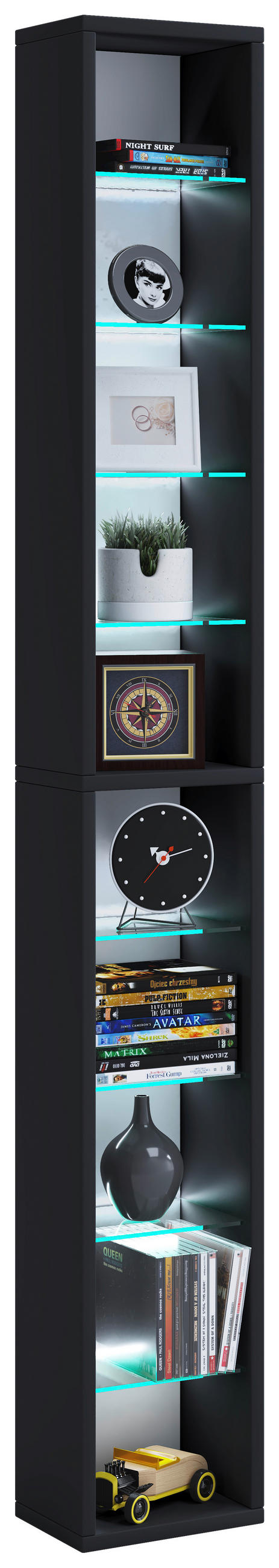 WANDREGAL 21/152/14 cm  - Schwarz, Design, Glas/Holzwerkstoff (21/152/14cm) - MID.YOU