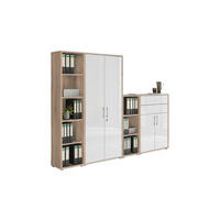 AKTENSCHRANK Sonoma Eiche, Weiß Hochglanz  - Weiß Hochglanz/Sonoma Eiche, MODERN, Holzwerkstoff (257/185,6/33cm) - MID.YOU