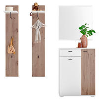 GARDEROBE 4-teilig  in 155/198/37 cm  - Weiss/Eichefarben, Design, Holzwerkstoff (155/198/37cm) - Voleo