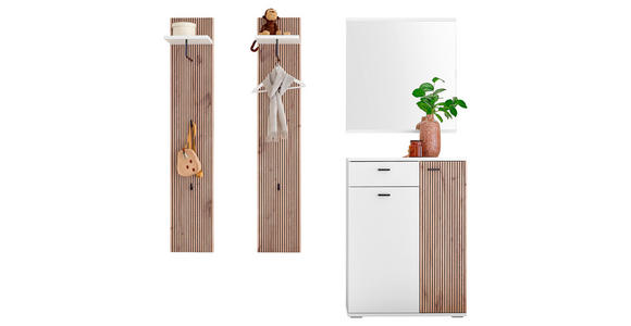 GARDEROBE 4-teilig in 155/198/37 cm - Eichefarben/Weiß, Design, Holzwerkstoff (155/198/37cm) - Voleo
