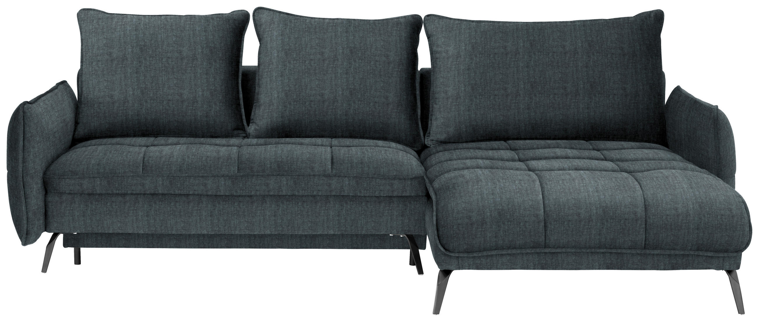 ECKSOFA in Flachgewebe Grün, Blau  - Blau/Schwarz, Design, Textil/Metall (273/180cm) - Hom`in