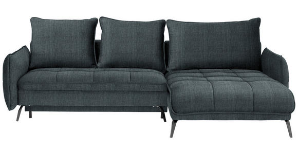 ECKSOFA in Flachgewebe Blau, Grün  - Blau/Schwarz, Design, Textil/Metall (273/180cm) - Hom`in