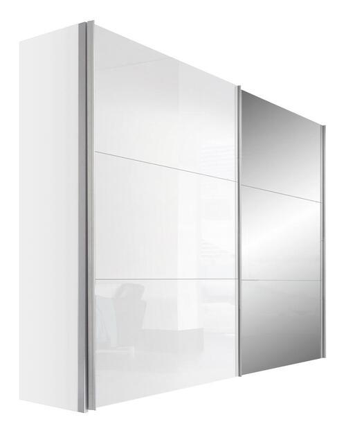 SCHWEBETÜRENSCHRANK 2-türig Weiß - Alufarben/Weiß, KONVENTIONELL, Glas/Holzwerkstoff (250/216/68cm) - Hom`in