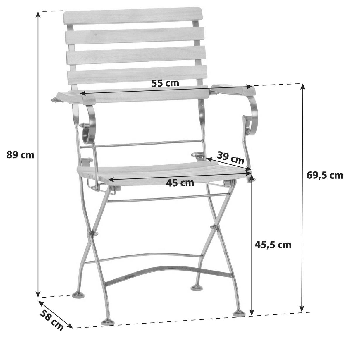 GARTENKLAPPSESSEL-SET in Holz, Metall Anthrazit, Akaziefarben  - Anthrazit/Akaziefarben, Basics, Holz/Metall (55/89/58cm) - Gardenson
