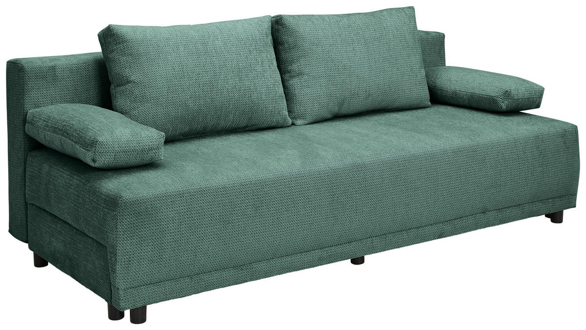 SCHLAFSOFA  mit Stoffauswahl, Liegefunktion, Schlafen auf Sitzhöhe, Rücken echt Chenille Dunkelgrün  - Dunkelgrün/Schwarz, KONVENTIONELL, Kunststoff/Textil (201/72/98cm) - Carryhome