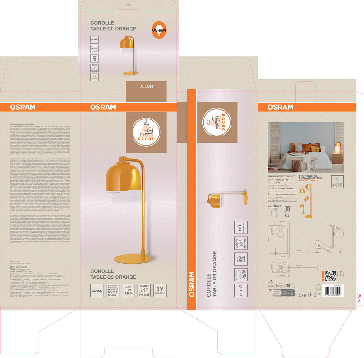 TISCHLEUCHTE 15/20/40 cm   - Orange, Basics, Glas/Metall (15/20/40cm) - Osram