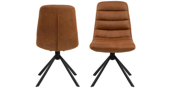 STUHL in Lederlook Textil - Cognac/Schwarz, Design, Textil (49/91/62cm) - Carryhome