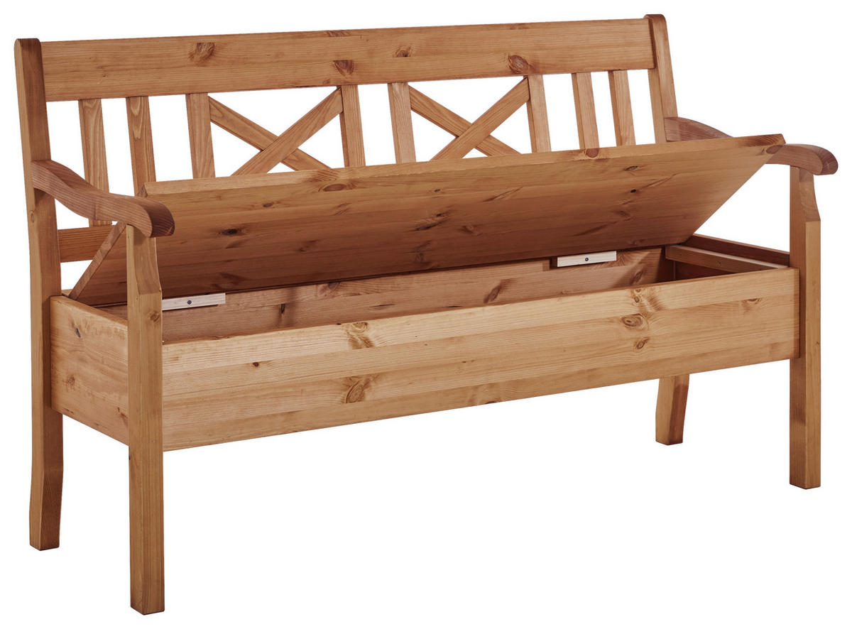 SITZBANK 148/93/58 cm Laugenfarbig Kiefer massiv  - Laugenfarbig, ROMANTIK / LANDHAUS, Holz (148/93/58cm) - Boxxx