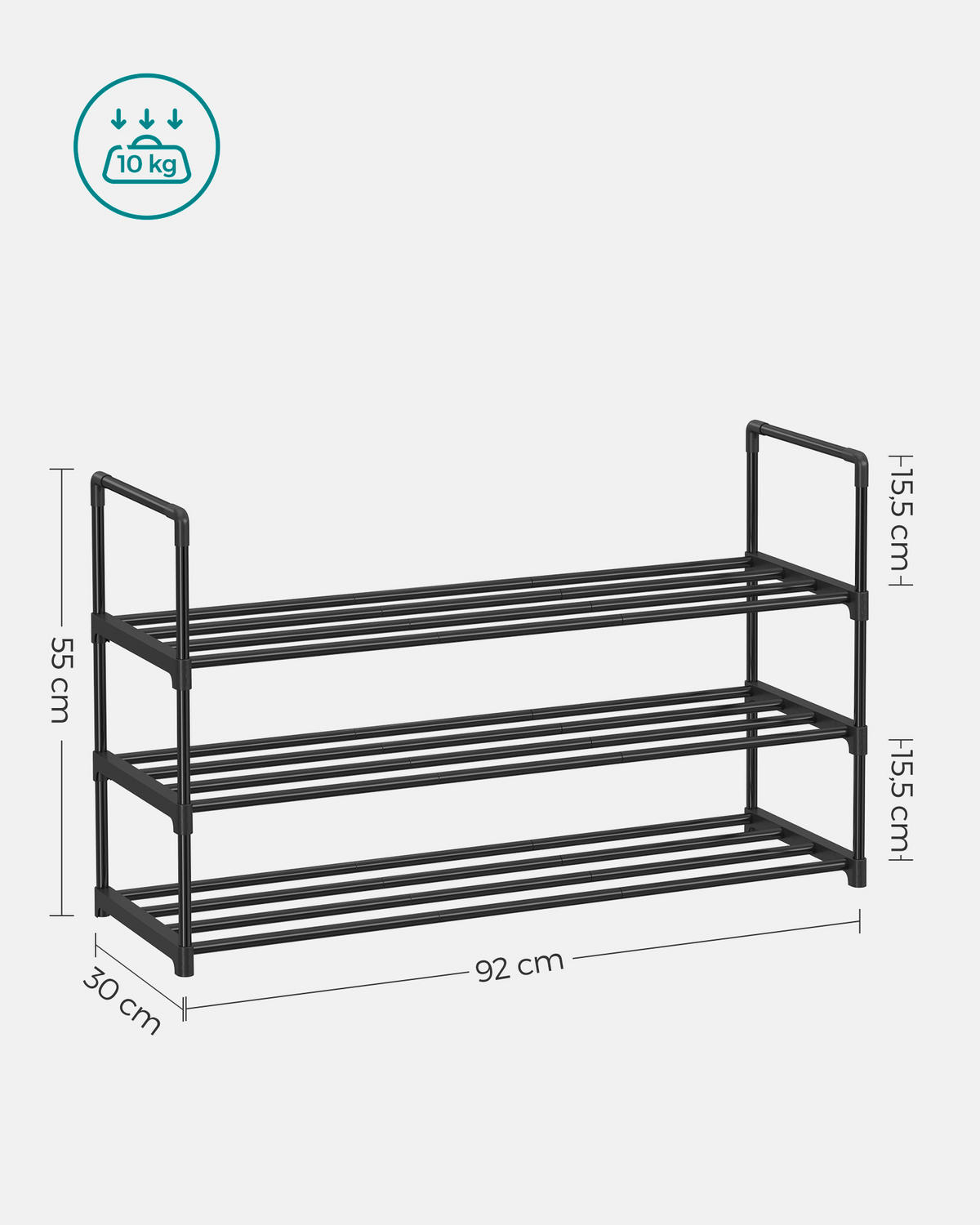 REGÁL NA TOPÁNKY, čierna, 92/55/30 cm - čierna, Trend, kov/plast (92/55/30cm) - Boxxx