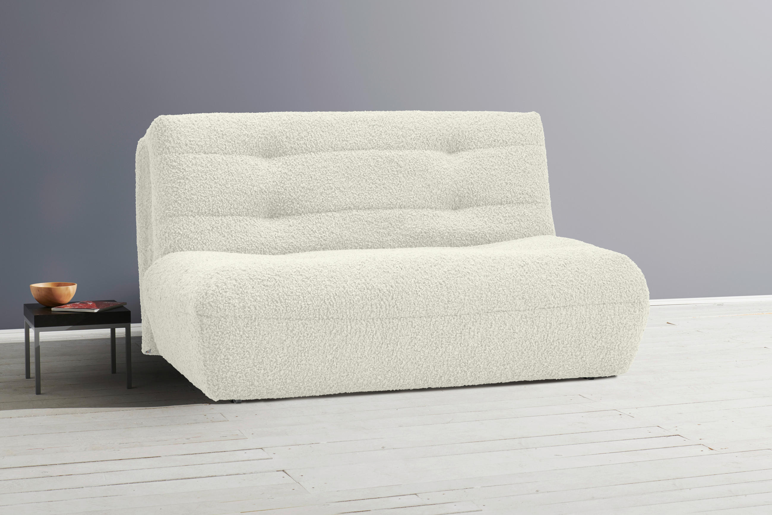 SCHLAFSOFA Teddystoff Weiß  - Schwarz/Weiß, KONVENTIONELL, Kunststoff/Textil (150/85/100cm) - Carryhome