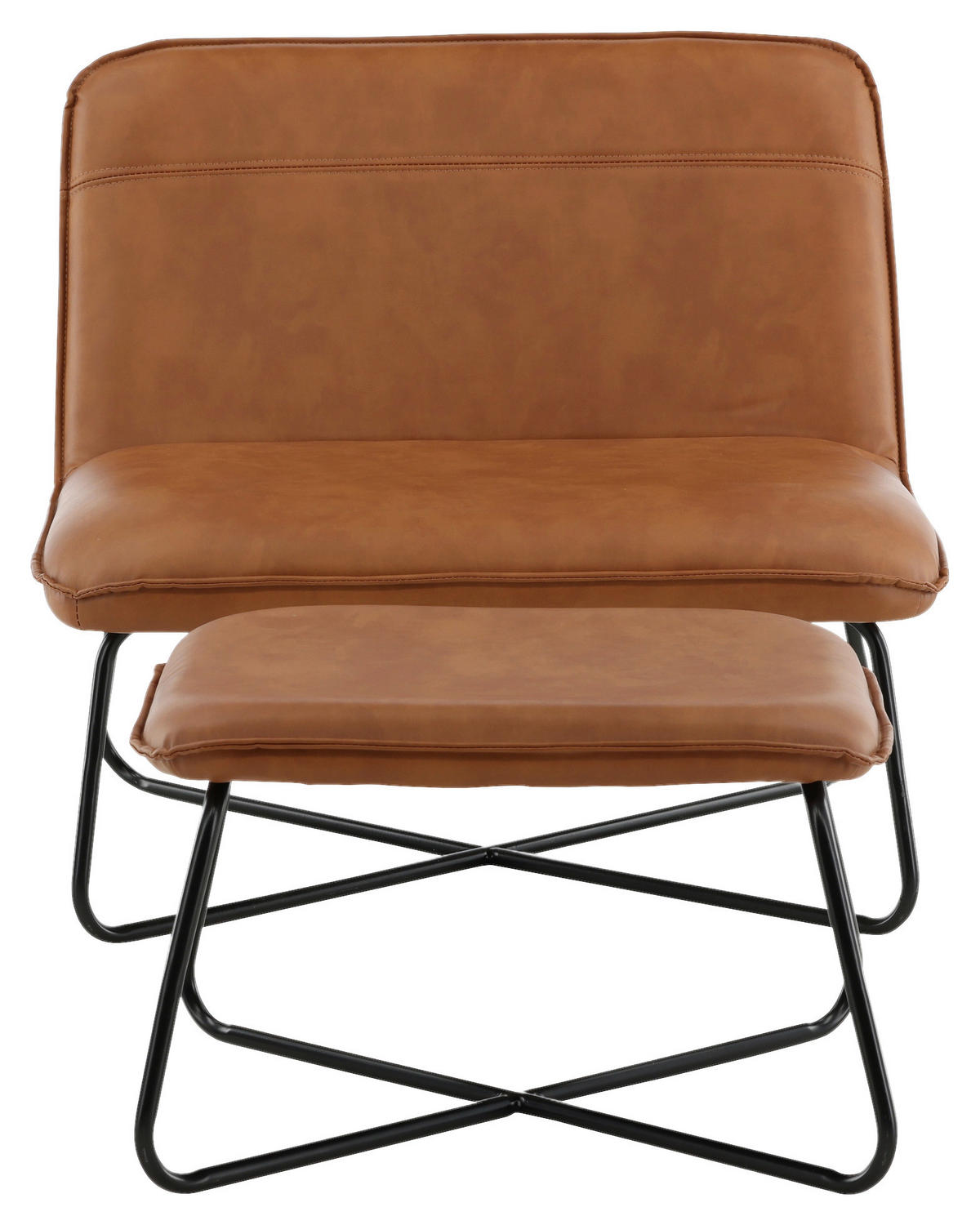 FÅTÖLJ MED FOTPALL i metall, textil brun, svart  - brun/svart, Design, metall/textil (78/71/75cm) - Livetastic
