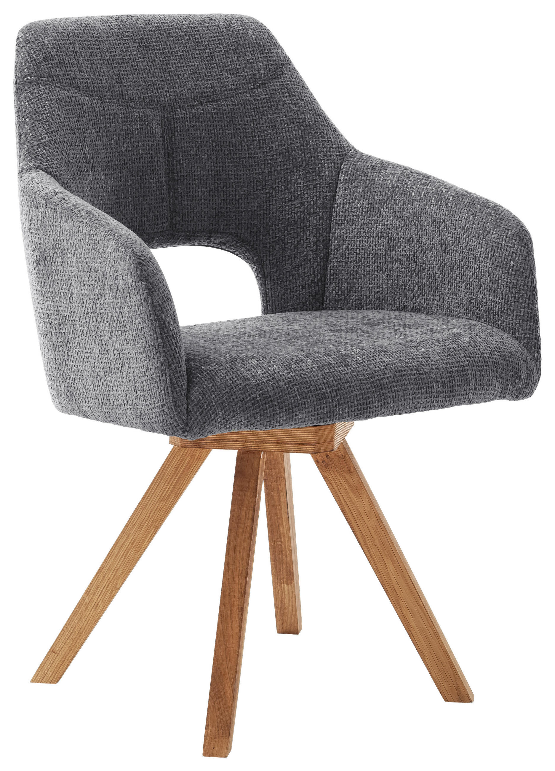 ARMLEHNSTUHL in Holz, Textil Grau, Wildeiche  - Wildeiche/Grau, Design, Holz/Textil (57/84/57cm) - Voleo