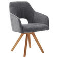 ARMLEHNSTUHL  Beinauswahl, Stoffauswahl, erweiterbar, Typenauswahl, inklusive Armlehnen, abwischbar Mikrofaser  - Wildeiche/Grau, Design, Holz/Textil (57/84/57cm) - Voleo