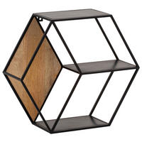 STENSKI REGAL 60/52/20 cm rjava, črna  - črna/rjava, Trendi, kovina/les (60/52/20cm) - MID.YOU