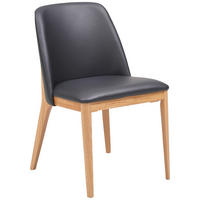 STUHL  in Echtleder pigmentiert Leder, Holz  - Schwarz, KONVENTIONELL, Leder/Holz (52/90/58cm) - Livetastic