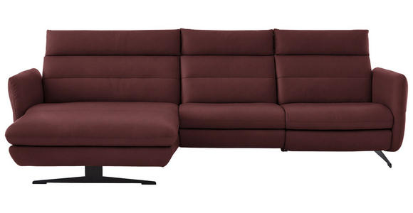 ECKSOFA  in Echtleder Bordeaux  169/298 cm  - Bordeaux/Schwarz, Design, Leder/Metall (169/298cm) - Dieter Knoll