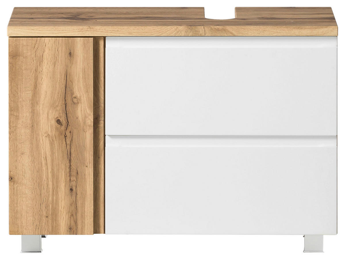 SKRINKA POD UMÝVADLO, 85/56/35 cm - biela/dub wotan, Modern, kompozitné drevo (85/56/35cm) - Held