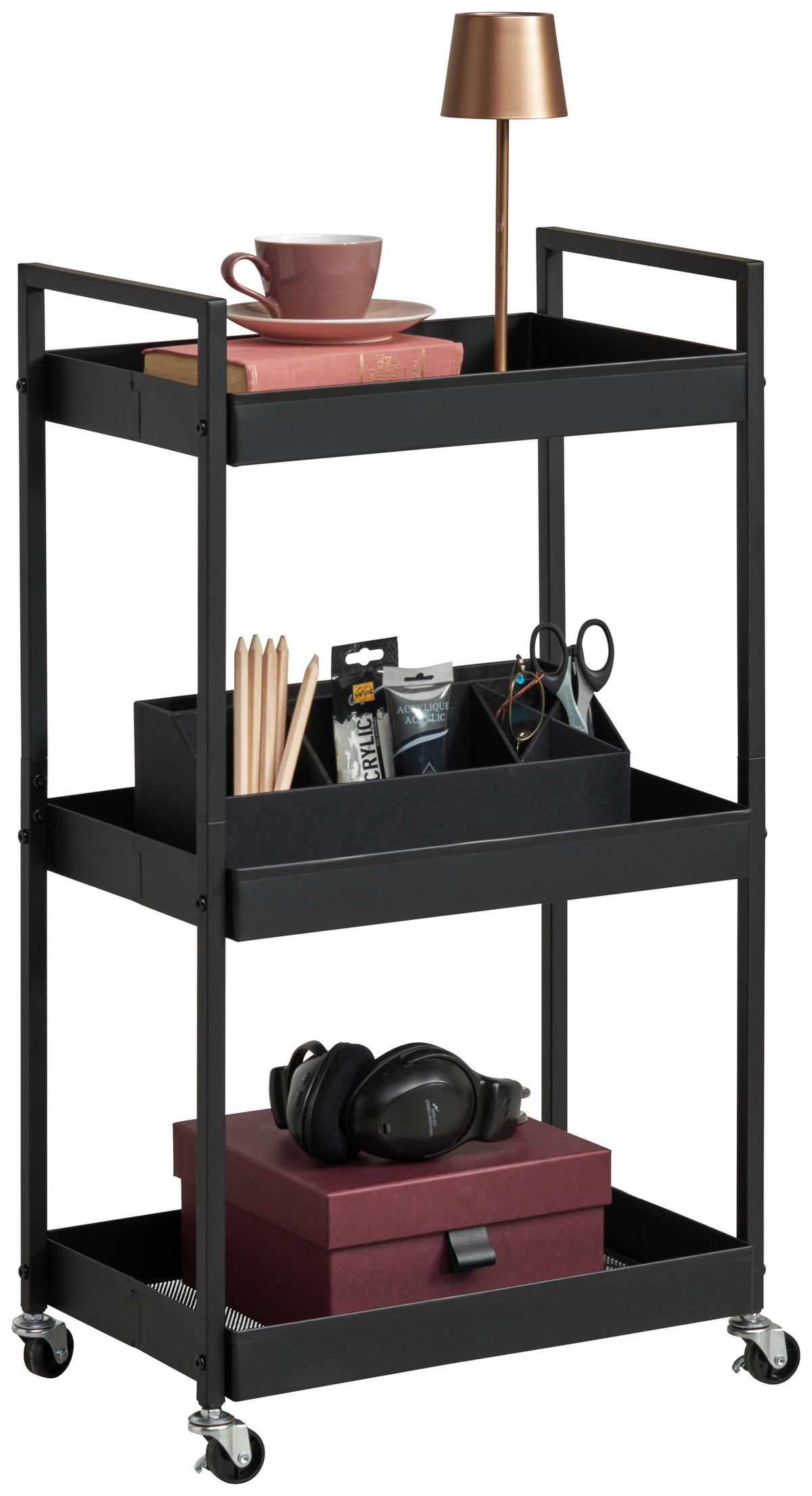 TÁLALÓKOCSI fekete  - fekete, Basics, műanyag/fém (45/30/80cm) - Boxxx