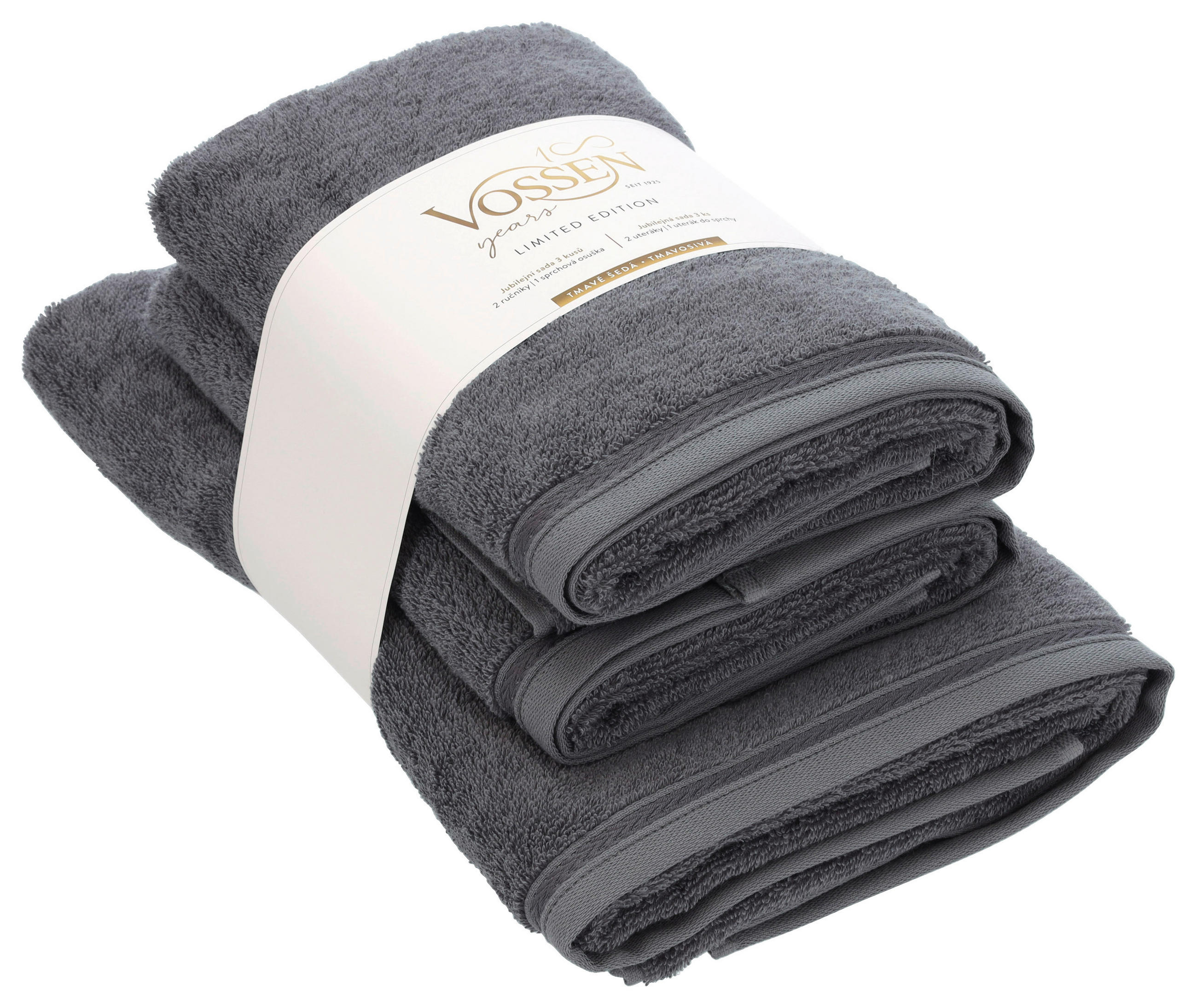 SADA RUČNÍKŮ A OSUŠEK, tmavě šedá - tmavě šedá, Basics, textil - Vossen