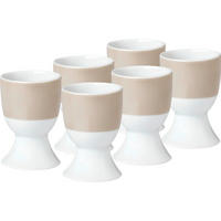 EIERBECHERSET Keramik Porzellan 6-teilig  - Taupe/Weiß, Basics, Keramik (4,5/6,5cm) - Van Well