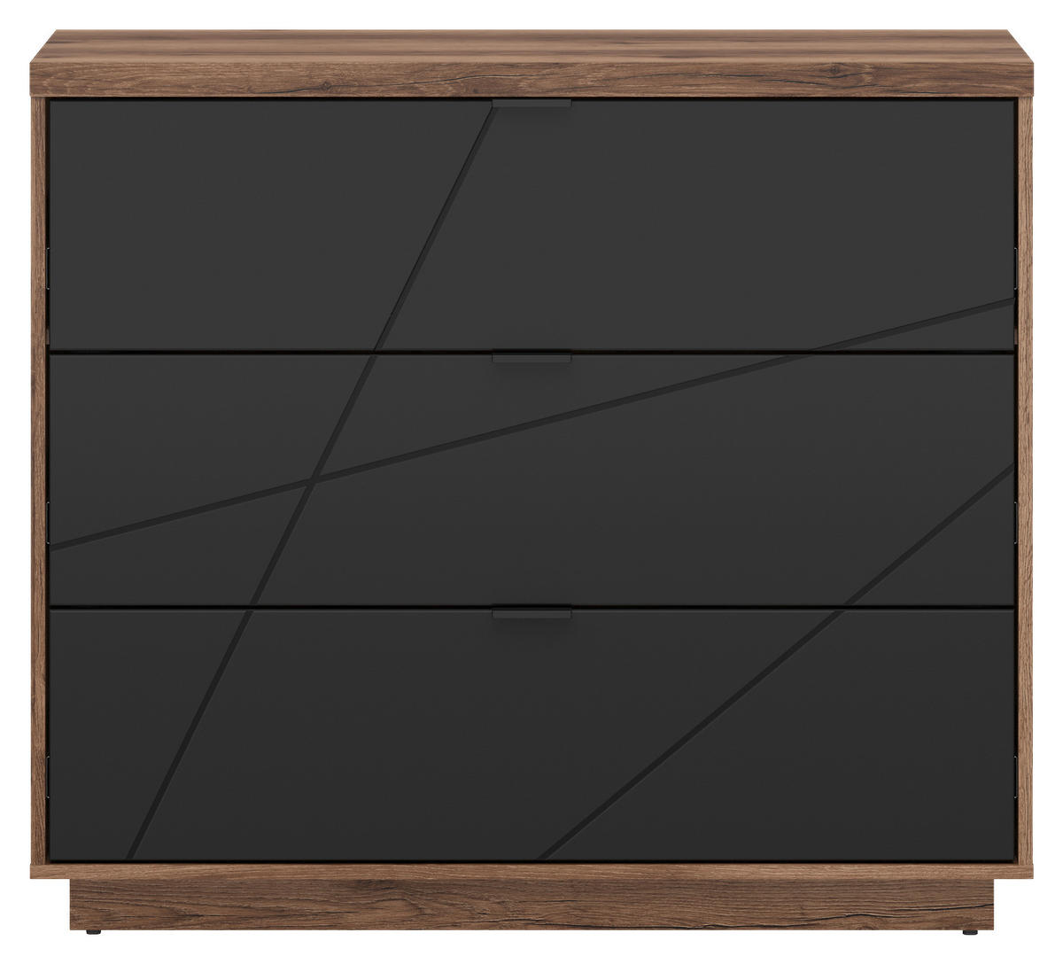 KOMMODE , 106/93/42,5 cm, 3 Schublade(n)  - Eichefarben/Schwarz, MODERN, Holzwerkstoff/Kunststoff (106/93/42,5cm) - Livetastic