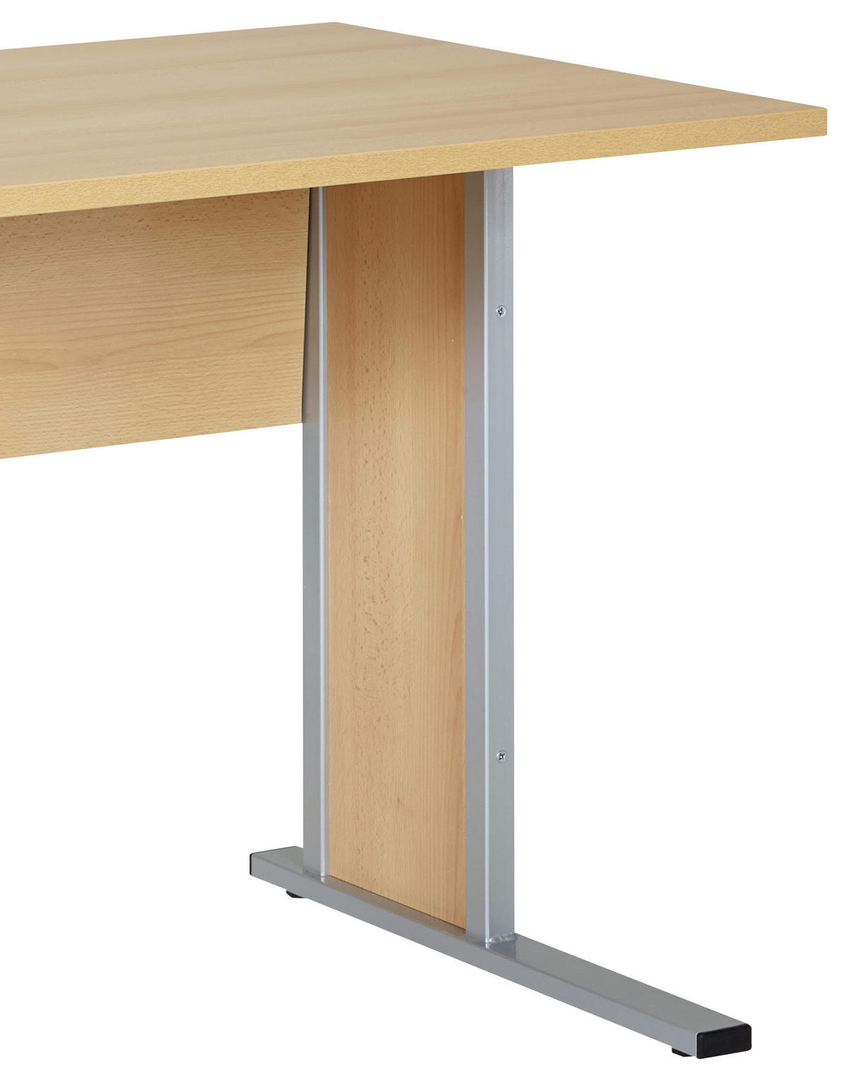 SCHREIBTISCH 90/65/72,2 cm  in Buchefarben  - Silberfarben/Buchefarben, Basics, Holzwerkstoff/Metall (90/65/72,2cm) - MID.YOU