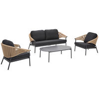 GARTENMÖBEL-SET Aluminium  - Schwarz/Naturfarben, Design, Keramik/Kunststoff - Dieter Knoll