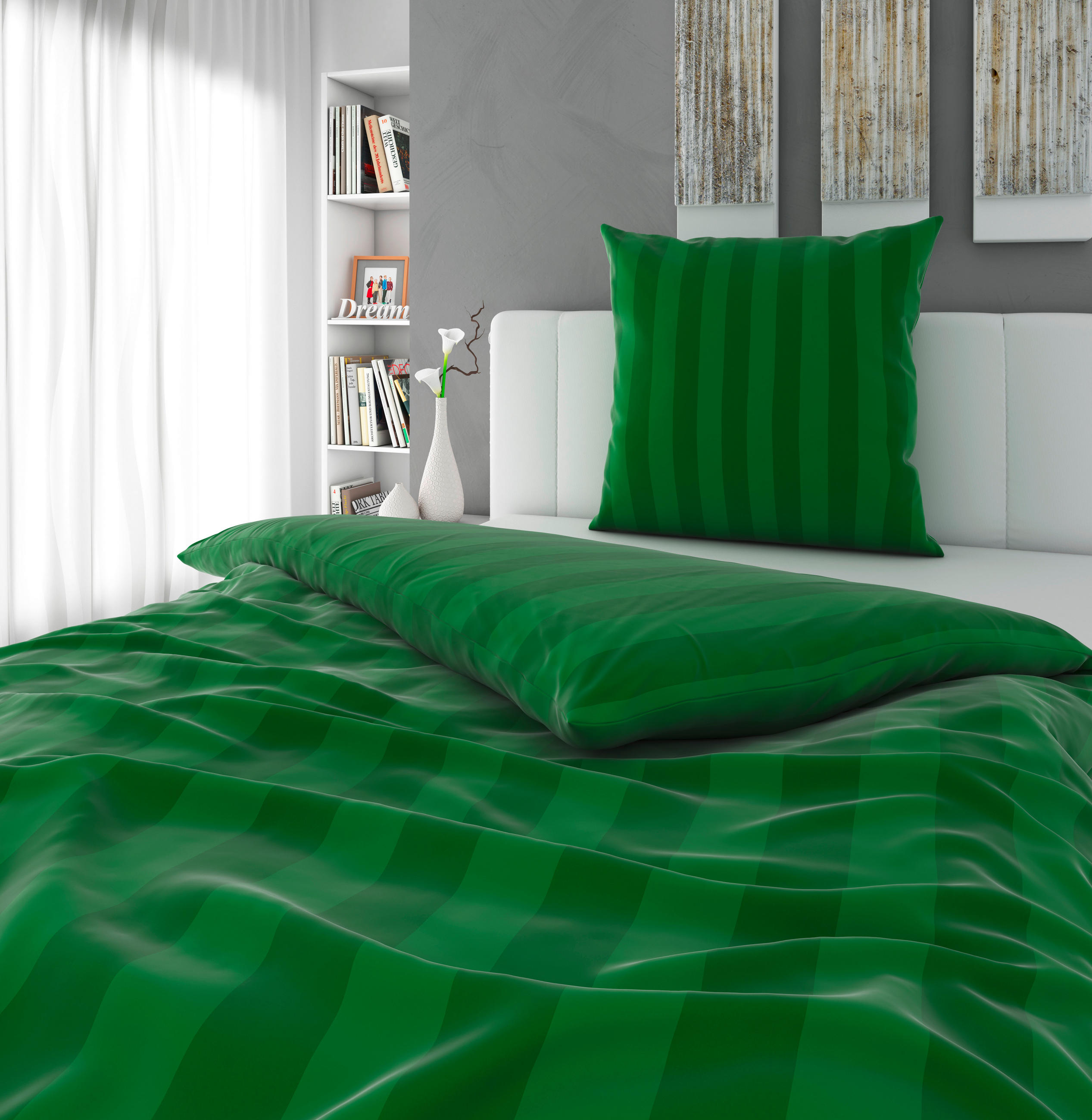 BETTWÄSCHE Dobby Satin 135/200 cm  - Grün, KONVENTIONELL, Textil (135/200cm) - Novel