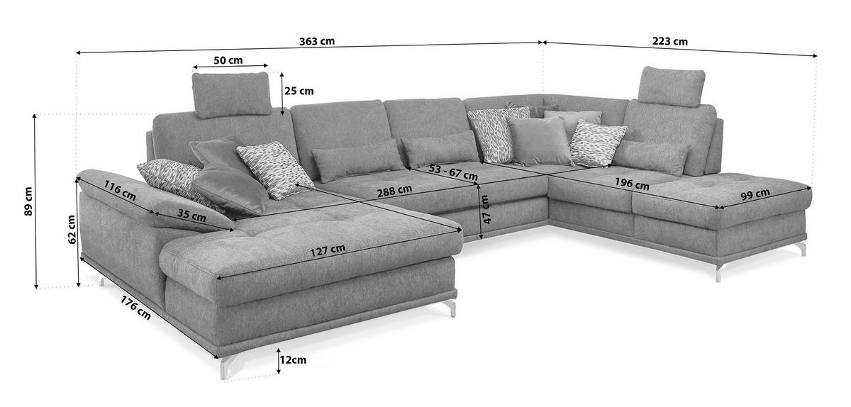 WOHNLANDSCHAFT in Flachgewebe Silberfarben  - Silberfarben, Konventionell, Textil/Metall (223/363/176cm) - Sit & More