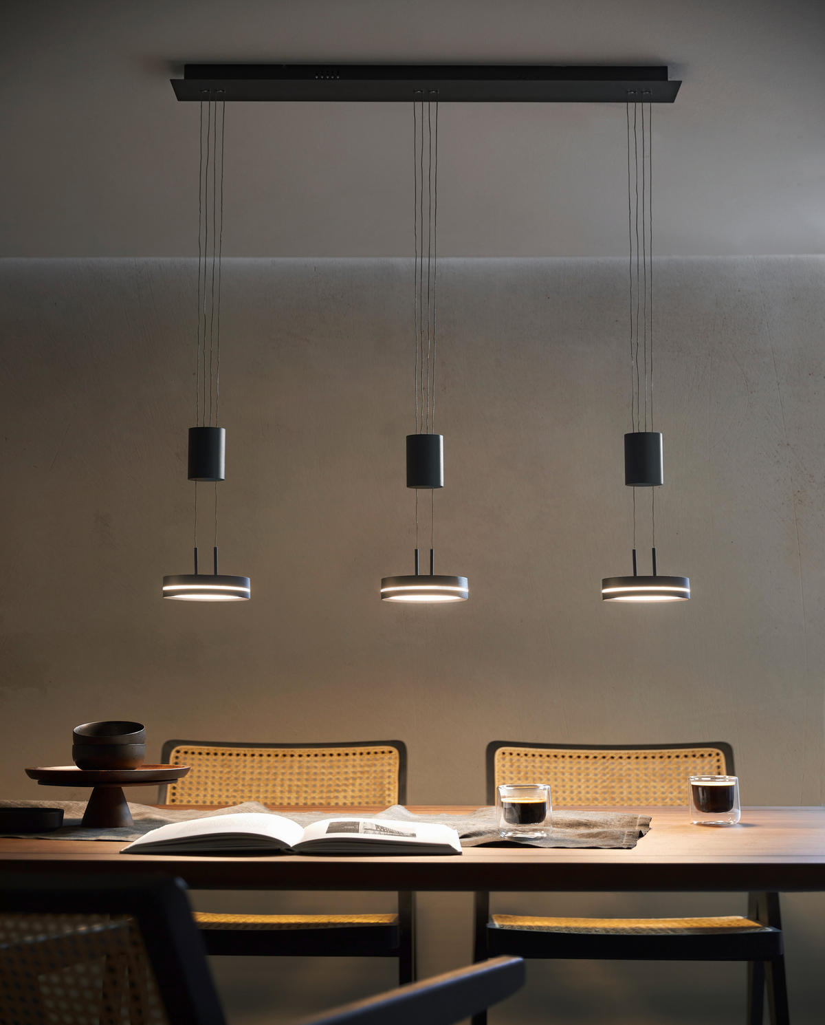 SUSPENSION LED 85/14/180 cm    - Weiss/Anthrazit, Lifestyle, Kunststoff/Metall (85/14/180cm)