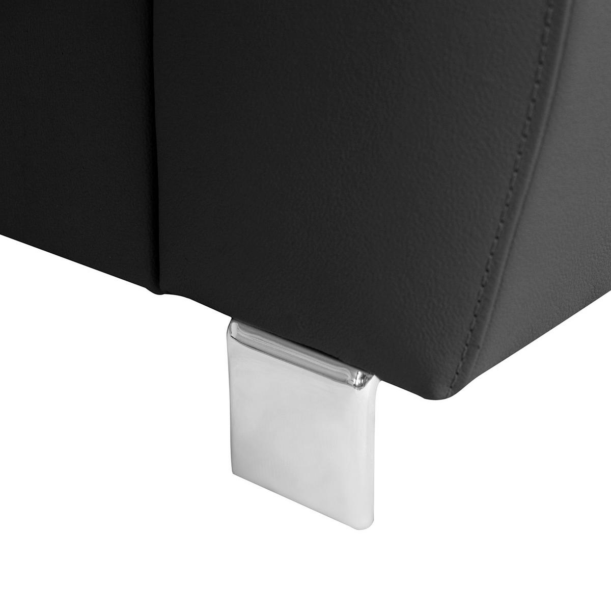 ECKSOFA Schwarz Echtleder Lederlook  - Chromfarben/Schwarz, Design, Leder/Textil (208/248cm) - Livetastic