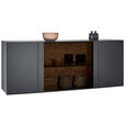SIDEBOARD Anthrazit, Eichefarben 203/80/44 cm - Eichefarben/Anthrazit, Natur, Glas/Holz (203/80/44cm) - Valnatura