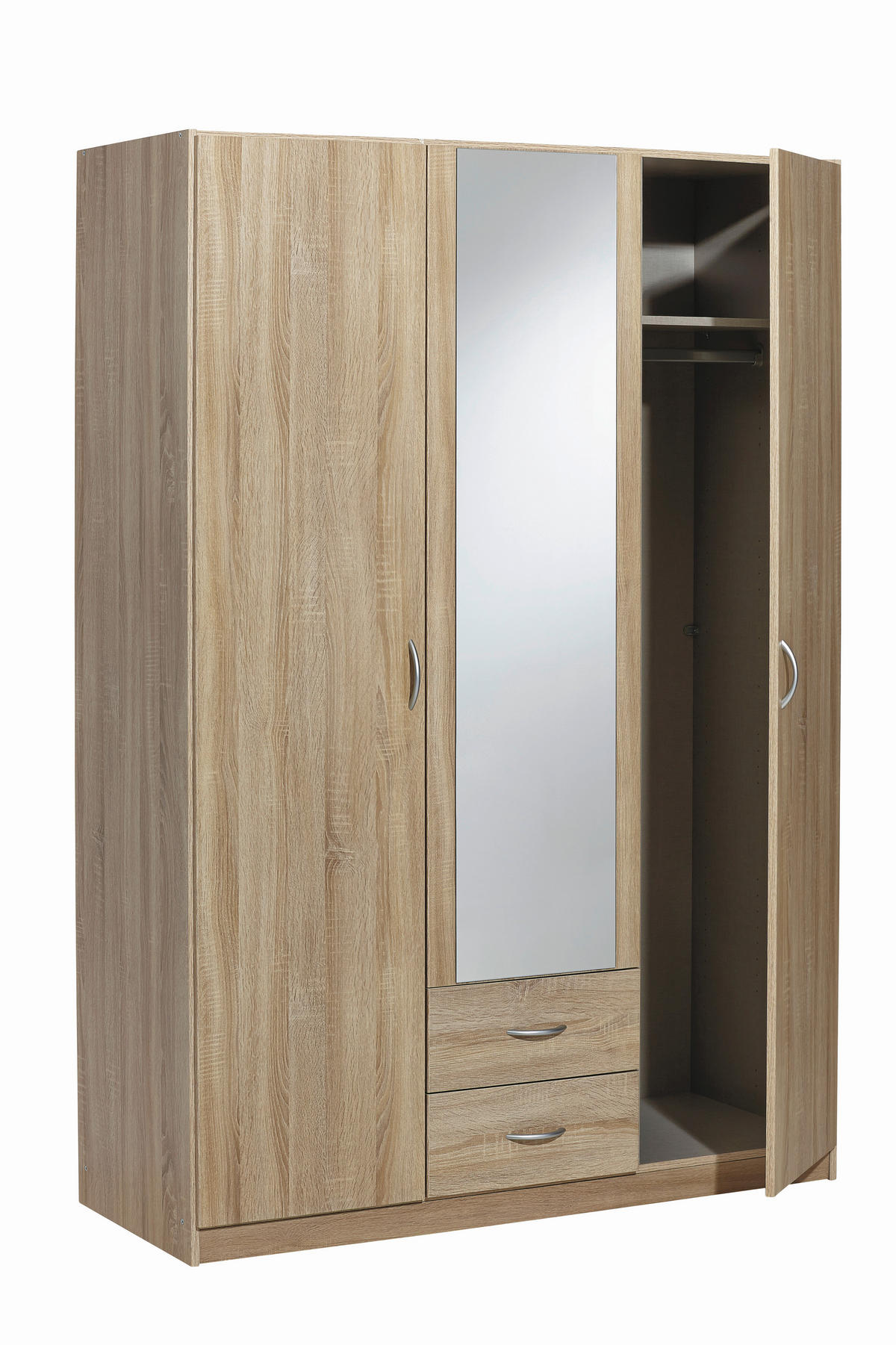 KLEIDERSCHRANK in Sonoma Eiche  - Silberfarben/Sonoma Eiche, Design, Holzwerkstoff/Kunststoff (136/197/54cm) - Boxxx
