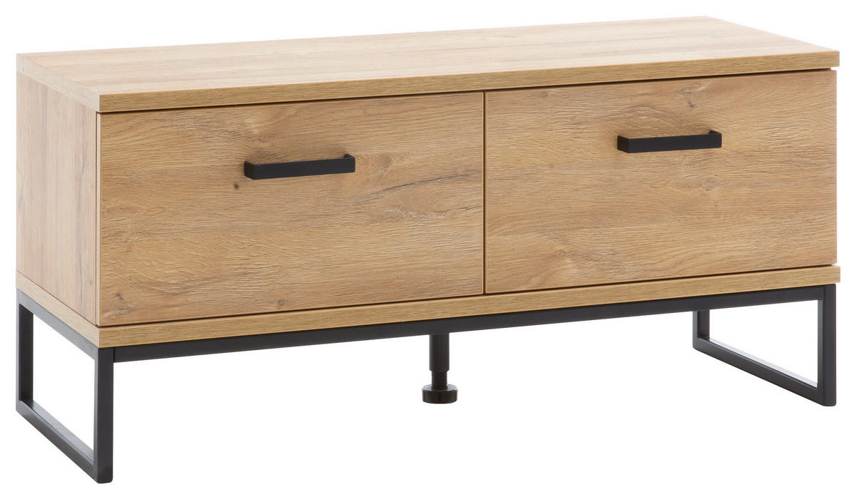 GARDEROBENBANK 101/46/38 cm  - Eichefarben/Schwarz, Design, Holzwerkstoff/Metall (101/46/38cm) - Xora