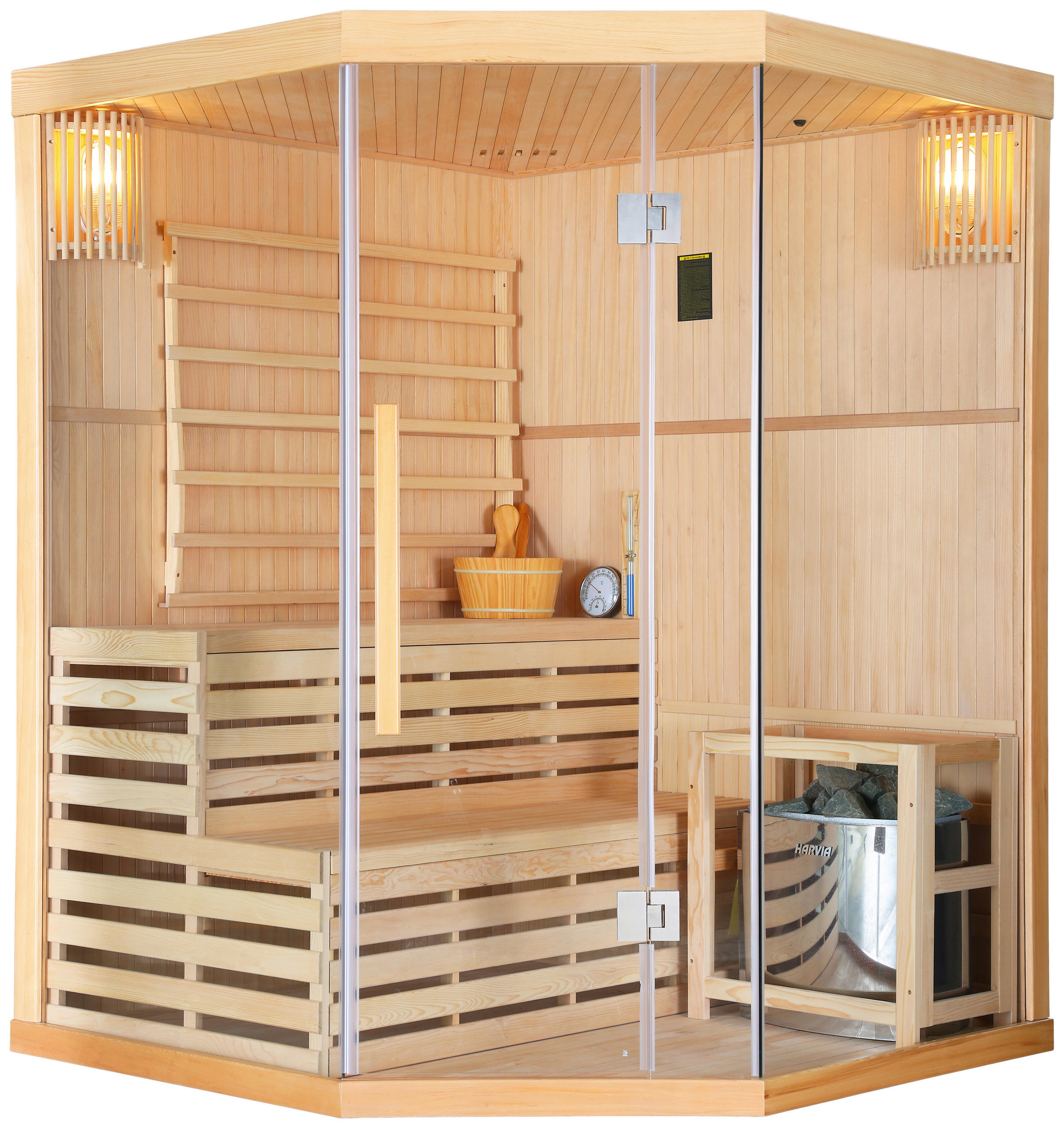 SAUNA für 3 Personen  - Basics, Holz (150/200/150cm)