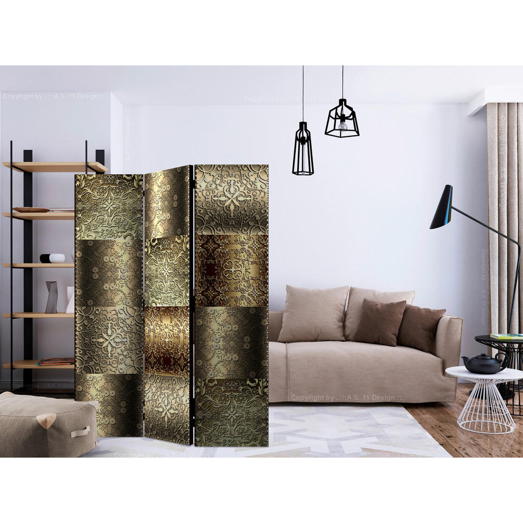 Thumbnail - artgeist Paravent, Mehrfarbig, Holz, Textil, Kiefer, massiv, Mosaik, 135x172x3 cm, Motiv auf Vorder- und Rückseite, Wohn...