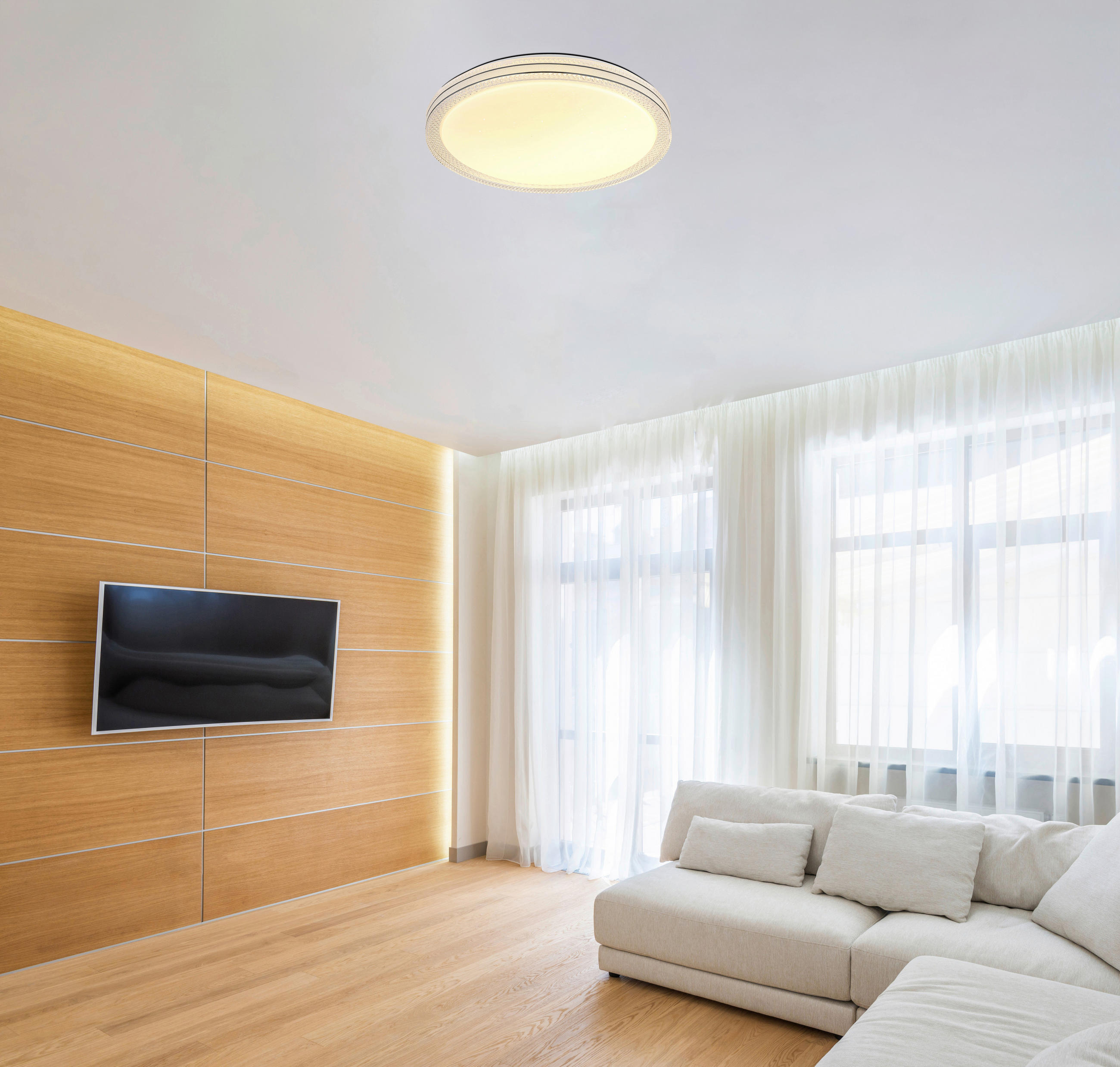 LED-DECKENLEUCHTE  49/7 cm    - Klar/Weiss, Konventionell, Kunststoff/Metall (49/7cm) - Globo