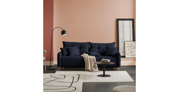 SCHLAFSOFA  in Struktur Dunkelblau  - Buchefarben/Dunkelblau, Design, Holz/Textil (217/97/101cm) - Carryhome