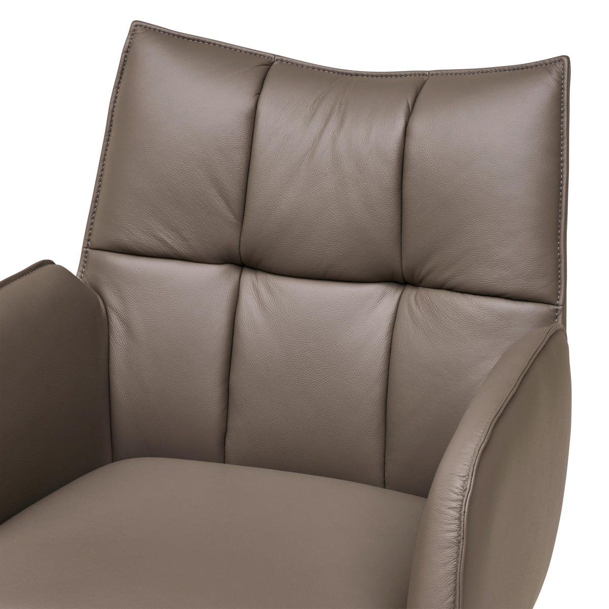 Armlehnstuhl Leder Grau  Sitzfläche 360° drehbar, automatische Rückholfunktion  Echtleder  Grau  - Schwarz/Grau, MODERN, Leder/Metall (58,5/87,5/61cm) - Livetastic