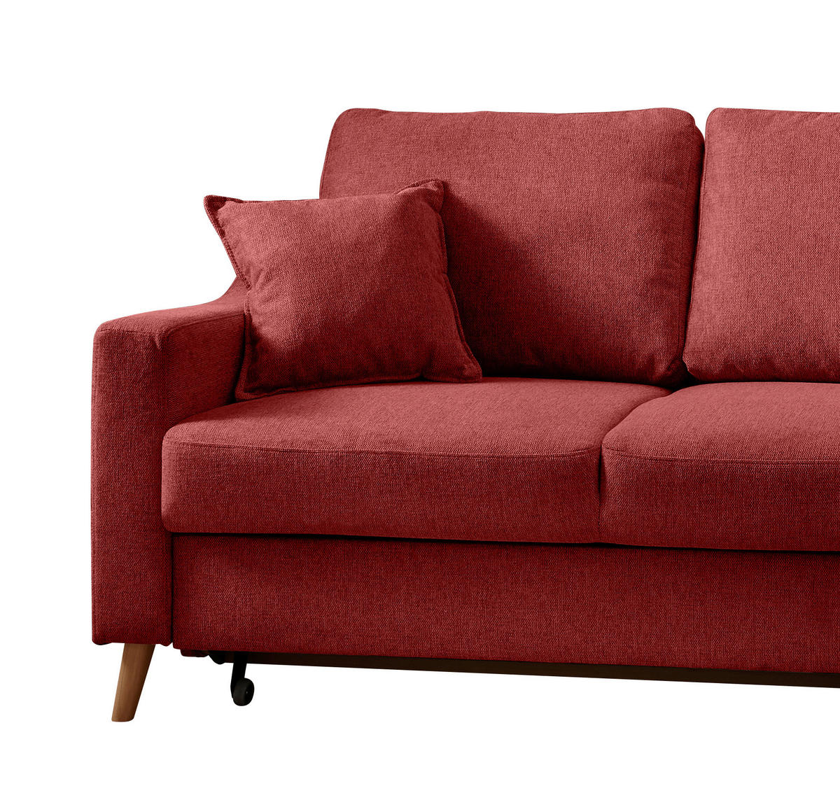 ECKSOFA in Chenille Rot  - Rot/Naturfarben, Modern, Holz/Textil (230/200cm) - Livetastic