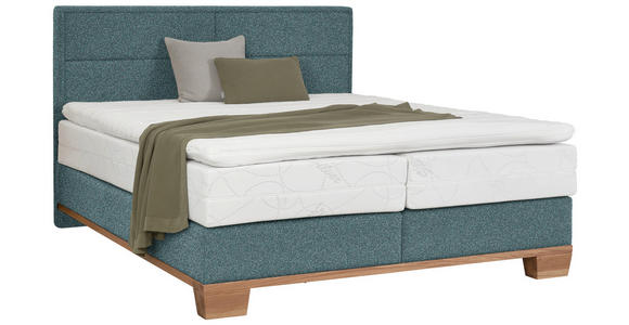 BOXSPRINGBETT 160/200 cm in Eichefarben, Petrol - Eichefarben/Petrol, Natur, Holz/Textil (160/200cm) - Valnatura