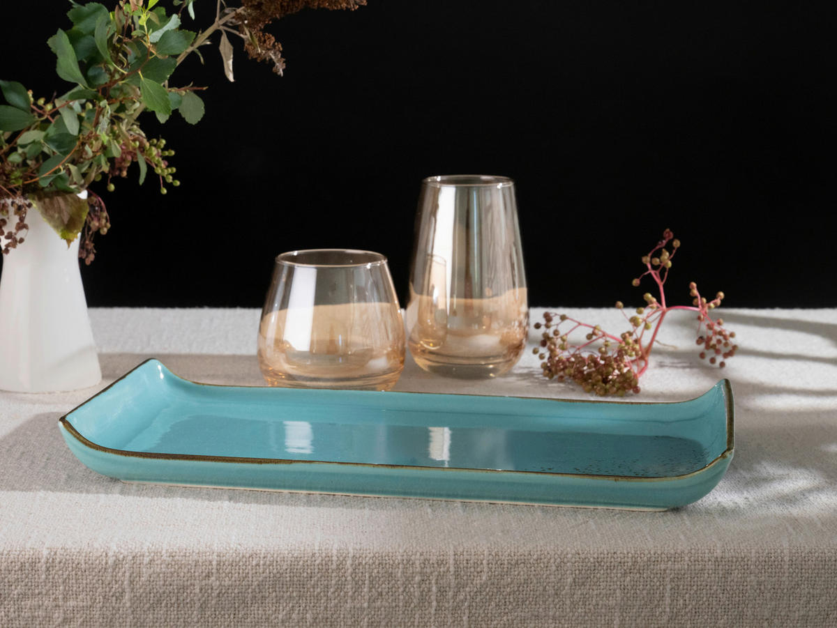 SERVIERPLATTEN-SET 2-teilig 16,5/33 cm  - Türkis, Trend, Keramik (16,5/33cm) - Creatable