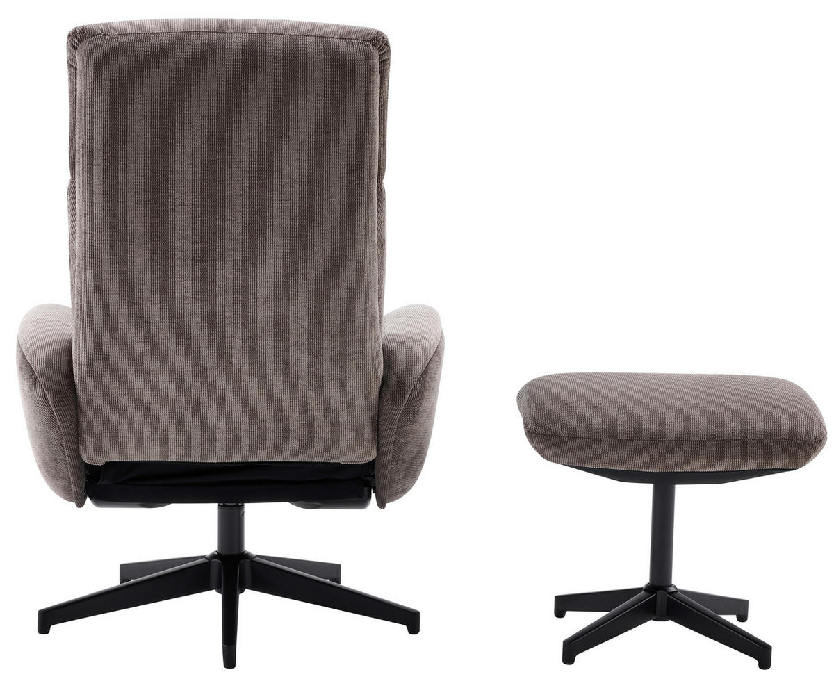 RELAXSESSELSET Webstoff Relaxfunktion, Hocker    - Schwarz/Braun, Design, Textil/Metall (75/107/77cm) - Livetastic