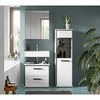 BADEZIMMER 3-teilig  in 100 cm  - Weiß Hochglanz/Schwarz, MODERN, Holzwerkstoff/Kunststoff (100cm) - MID.YOU