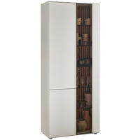 VITRINE  in massiv Kernbirke, Kerneiche Weiß, Eichefarben - Eichefarben/Anthrazit, Design, Glas/Holz (85/205/39cm) - Johann Jakob